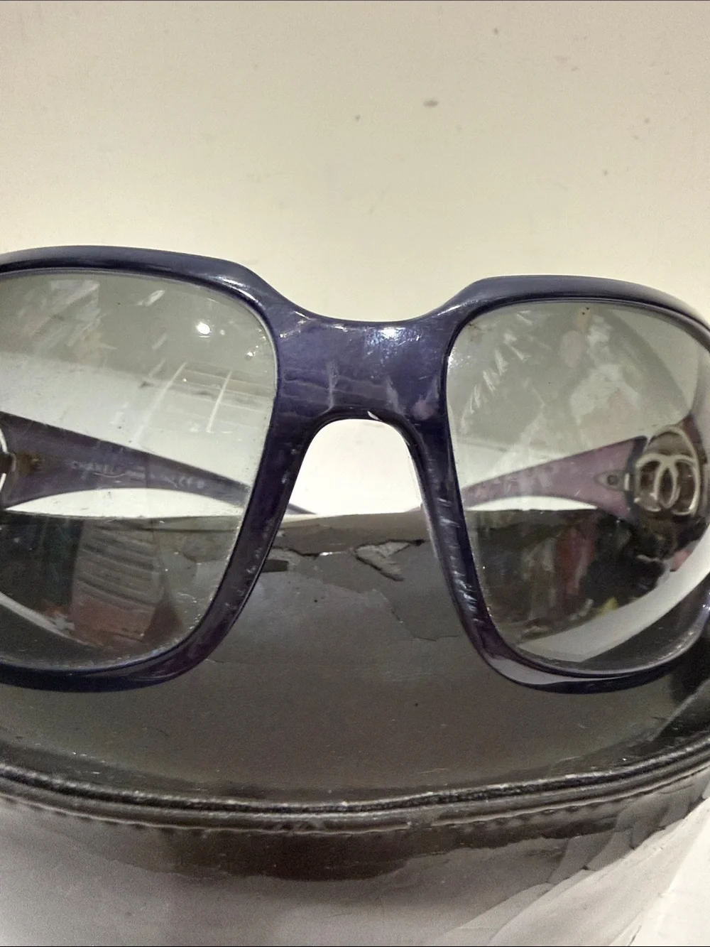 Authentic CHANEL Frame Sunglasses with Silver CC Accent